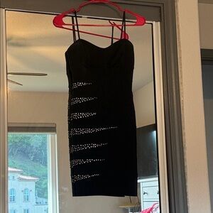 City Studio Black Mini Dress with Silver Details